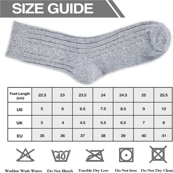 Wool Socks for Women - Womens Wool Socks Winter Warm Wool Socks - Picture 5 of 8